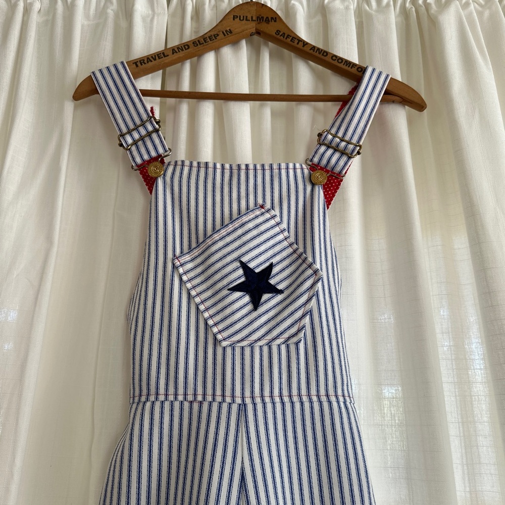 1970s striped superstar bell bottom overalls - Picture 6 of 8